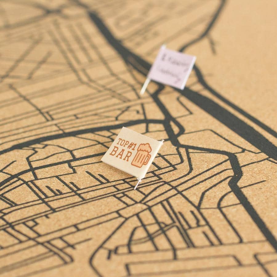 Mapa de corcho - Woody Map Natural Amsterdam - Misswood