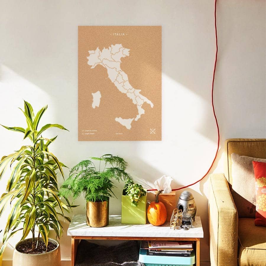 Mapa de corcho - Woody Map Natural Italia - Misswood